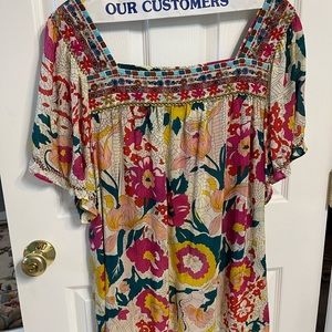 Johnny Was Beautifully Embroidered Floral Boho Blouse